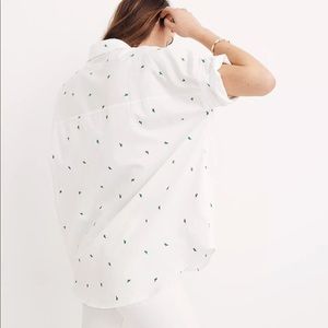 Madewell courier shirt in embroidered cactus, size xs